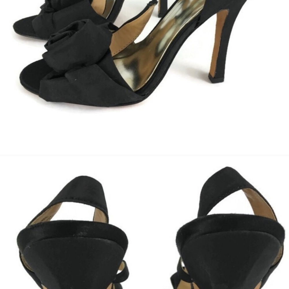 Badgley Mischka Lanah Rose Black Slingback High Heels Leather Sole - Picture 4 of 10